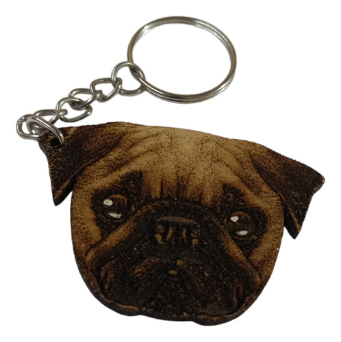 Llavero Perro Pug Madera Mdf Mascota Detalles Pintado A Mano