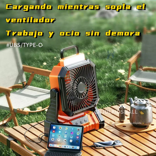 Luz Led Grande Recarregável Com Ventilador De Acampamento De