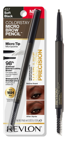 lápiz para cejas Revlon ColorStay Micro de 0.09 mL/0.09 g color 457 soft black