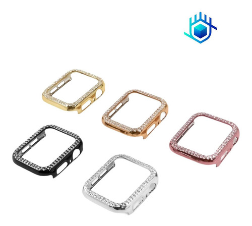 Imagen 7 de 10 de Funda Para Apple Watch Diamantes Premium + Mica Dama Mujer
