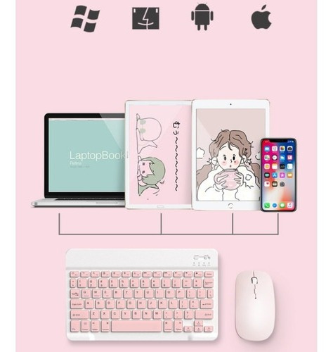 Kit De Teclado Ratón Bluetooth Y Soporte Para Teléfono Celul