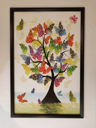 Cuadro De Arbol Y Mariposas