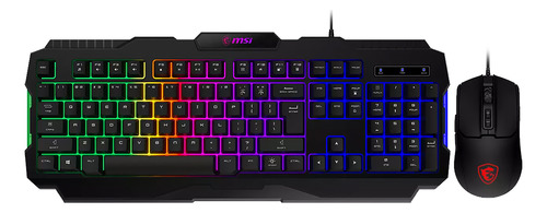 Kit Teclado Y Mouse Gamer Msi Forge Gk100 Combo 6400dpi Rgb