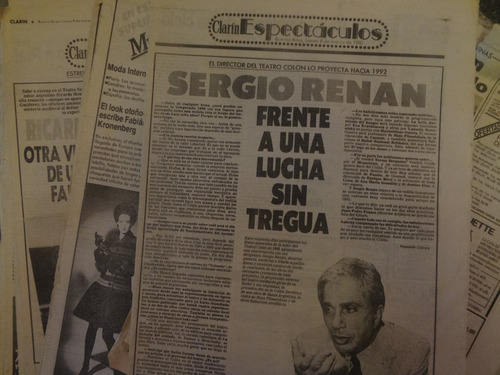 Clarin Espectaculos 1990 Sergio Renan Colon Roberto Grela 