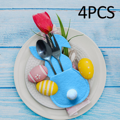 4 Piezas Porta Cubiertos De Pascua Organizador De Azul