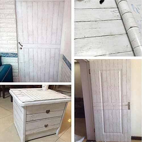 Simplelife4u White Wood Grain Contact Paper Estilo Nordico