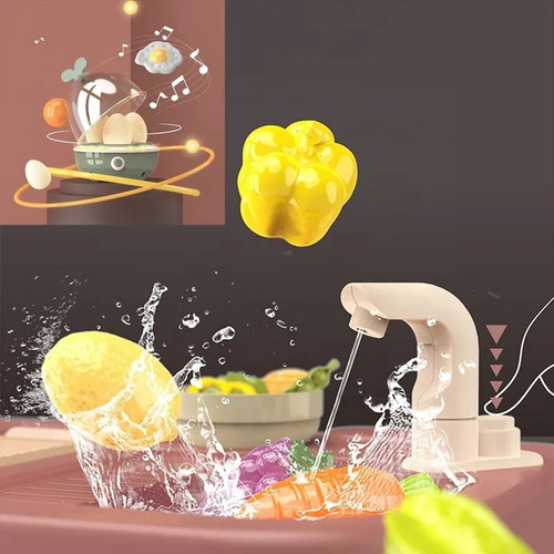 Máquina de huevos completa con luz de vapor para cocina infantil, 94 cm, color azul