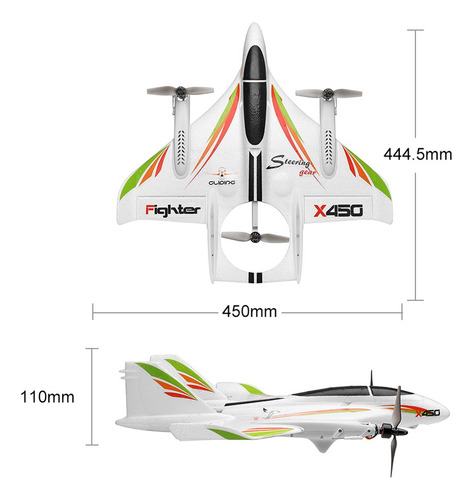 1 Abs, 2,4 G, 6 Canales, Wltoys Xk X450, 3d/6 G, Led Rc Avio