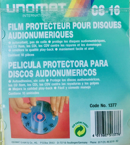 Film Protectores Autoadhesivos P/ Cd´s Dvd´s X 100  Unidades