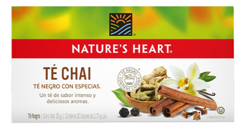 Caja Té Chai Negro Nature's Heart Con Especias X20 Sobres