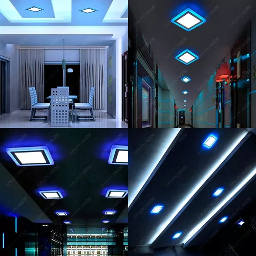 Plafon Led Plafon Techo Focos Led Interior 18+6w Blanco Azul