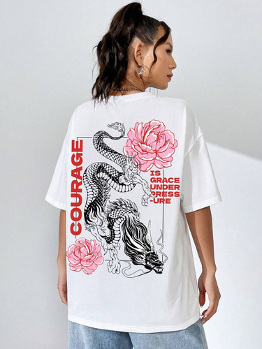 Remera Dragon Chino Oversize Estilo Oriental Japones De Moda