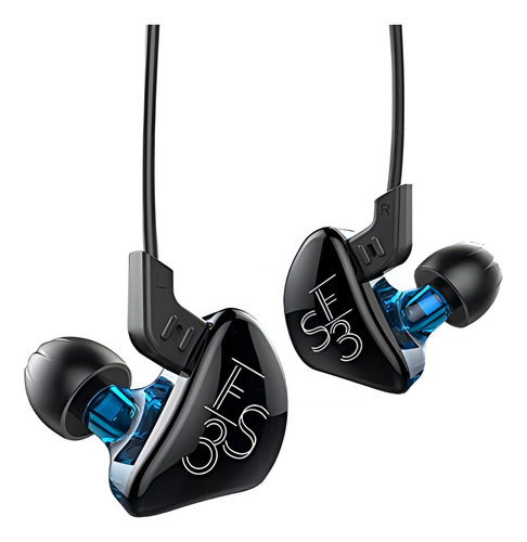 Fones de ouvido Kz Es3 Dynamic Hybrid Dual Driver In Ear azuis Sim