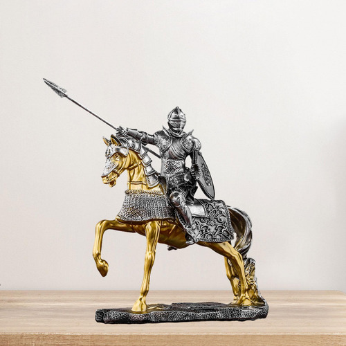 Knight Figurine Resina Escultura Retro Colección De Estilo