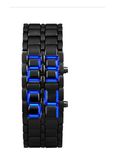 Reloj Led De Inspiración Japonesa Con Pulsera Negra De Hierr