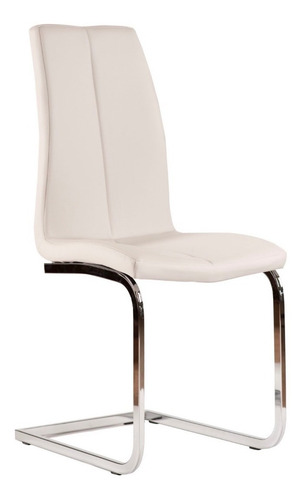 Imagen 2 de 9 de Silla Moderna Savona Cuero Sintetico Cromo Pack 2 Unid