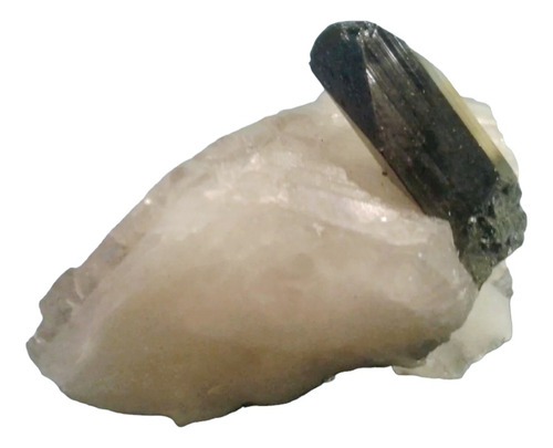 Mineral Roca Cristales De Cuarzo Blanco Turmalina Negra
