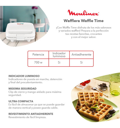 Waflera Moulinex Waffle Time Wj170112 700w Caja Dañada
