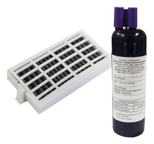 2 Filtro Água Interno + 2 Filtro De Ar Side Brastemp Brs62c