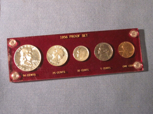 1956 Moneda Plata Proof Americano Eeuu Acabado Espejo