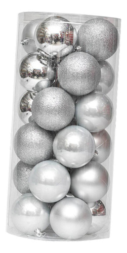 24 Bolas Navideñas Decorativas Colgantes Para Plata 4 Cm