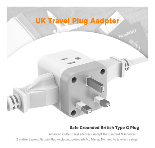 Adaptador De Enchufe Tessan Us Para Reino Unido Tipo G Con 3