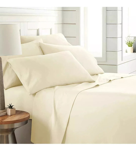 Juego De Sabanas King Size Hotel 600 H Linea Soft 2x2+40 Cm Natural Liso