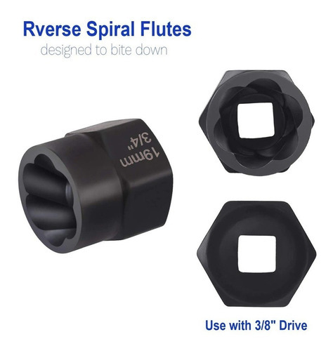 Set Dados Extractores Pernos Y Tuercas 13 Pcs 1/4 A 19mm