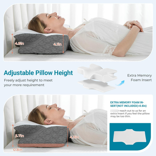 Almohada Cervical Elviros Espuma Viscoelástica Para Dormir Gris Oscuro