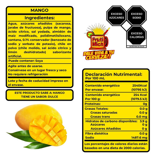 Jarabe Frutimich Para Micheladas Sabor Mango 1 Lt