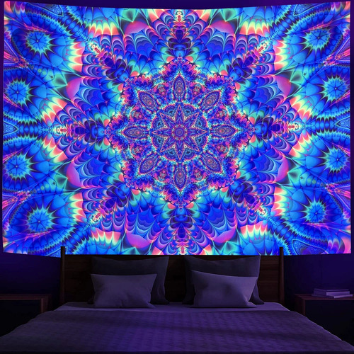 - Tapiz Fluorescente De Ratán Mandala Champiñón