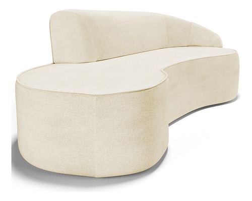 Sofá 3 Lugares Curvo Sala Firenze Dir Linho Bege 230cm D-463
