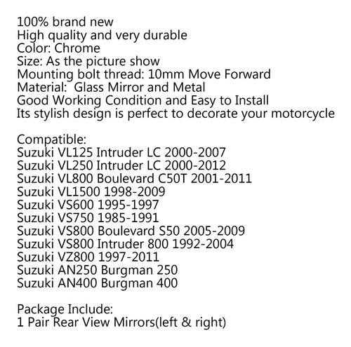 Espejos Retrovisores Para Suzuki Vl800 Vl1500 Boulevard 98-1