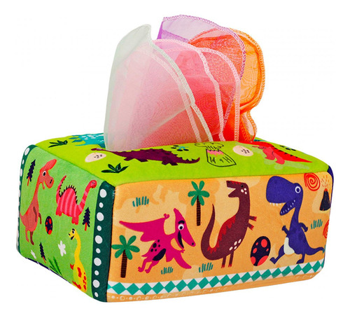 Infant Tissue Box With 10 Colorful Scarves For 1-2 Dinosaur