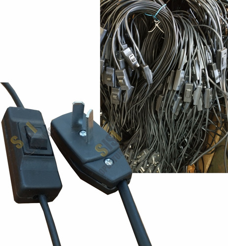 Cable Armado Con Tecla Y Enchufe Para Velador Lámparas Hogar
