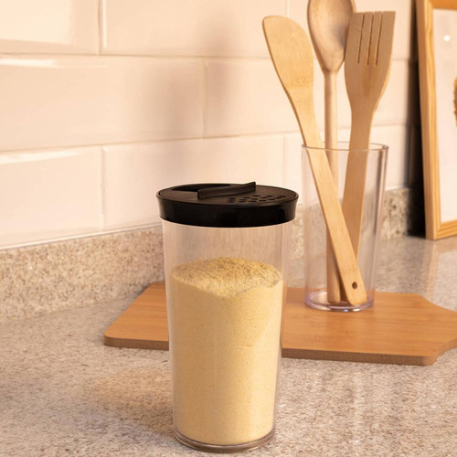 Pote Para Alimentos Hermético Uz Utilidades Slim 500ml Preto - Kit Com 6 Unidades
