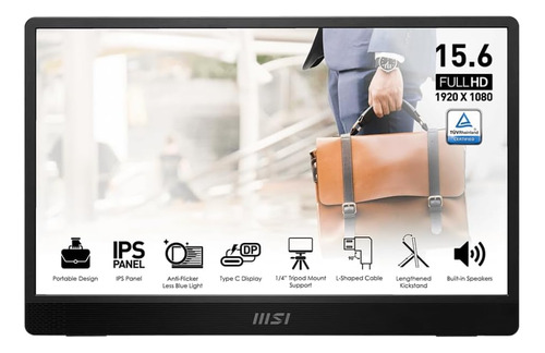 Msi Pro Mp161 E2 Monitor Portátil, 15.6 Fhd Ips 1080p, Usb T