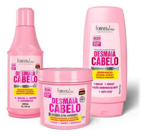 Kit Desmaia Cabelo Com Shampoo, Máscara 200g E Condicionador