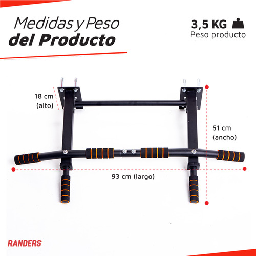 Barra Dominadas Pared Randers Crossfit Fitness