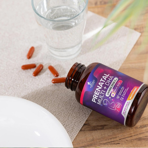 Vitaminas Prenatales Con Ácido Fólico Y Dha Con 120 Softgels Sabor Sin Sabor