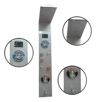 Comprar Solana Regadera De Acero Inoxidable Modelo Petra Plus Con Pantalla Led Indica Temperatura Y Hora \u002F Panel de Ducha Color Niquel con Regadera De Mano y Regadera Superior Modo Lluvia Y Cascada