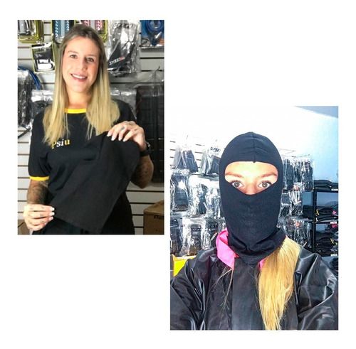 Kit Capa Chuva Feminina Luva Balaclava Polaina Motoqueiro