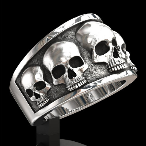 Anillos Punk Skull Band De Acero Inoxidable Para Hombre Y Mu