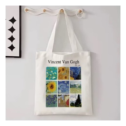 Tote Bag Bolso Ligero De Van Gogh Blanco Estampado