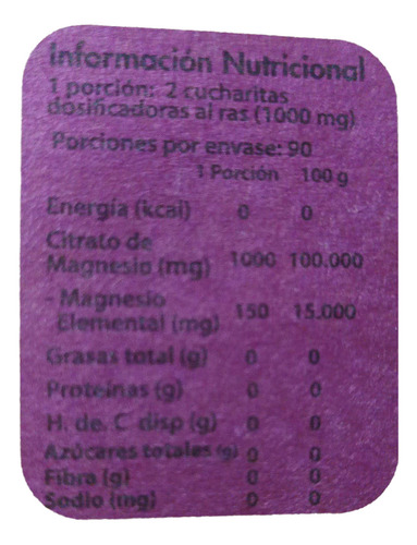 Citrato De Magnesio 1.000 Mg Dulzura Natural 90 Porciones Sabor S/s