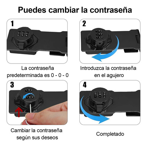 2 Cerraduras De Combinación Antirrobo P/ Puertas De Armarios