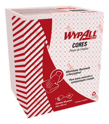 8 Panos Limpeza Wypall X50 Vermelho 8x50 Panos Kimberly