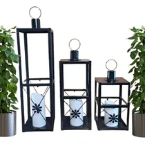 Comprar Set Fanales Metal - Faroles Para Velas Con Vidrio
