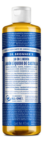 Jabón Liquido De Castilla Dr Bronner´s 18 En 1 Menta 473 Ml