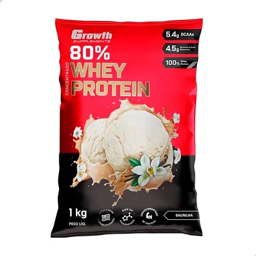 comprar Whey Concentrado 80% Whey Protein - Growth Supplements Sabor Baunilha